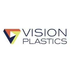Logo of Vision Plastics featuring a colorful triangular design.
