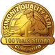 Sello dorado con texto "Simoniz Quality Seal, 100 Years Strong, Guaranteed".