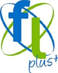 Logo con letras "ft" en azul y verde, rodeadas por curvas entrelazadas, con texto "plus".