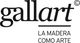Logo de Gallart con el texto "La madera como arte" en negro sobre fondo blanco.