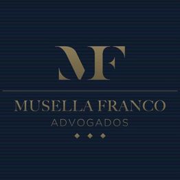 Logotipo azul e dourado com as letras "MF" e texto "Musella Franco Advogados".