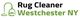 "Rug Cleaner Westchester NY logo with a green cleaning machine icon."