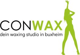 Logo von Conwax: "dein waxing studio in buxheim" mit grüner Silhouette einer Frau.