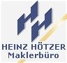 Logo mit blauem Muster und Text: "Heinz Hötzer Maklerbüro".