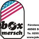 Logo von Jukebox Mersch mit Adresse und Kontaktinformationen, amerikanische Flagge im Hintergrund.