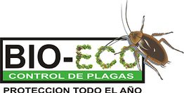 Logo de Bio-Eco con una cucaracha y texto: "Control de plagas, protección todo el año".