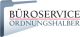 Logo mit Text: "Büroservice Ordungshalber" in Schwarz und Rot mit grauem Aktenordner.