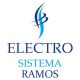 Logo con texto: "Electro Sistema Ramos" y símbolo azul abstracto encima.