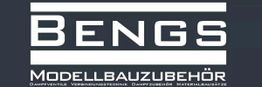 Schwarzes Logo mit weißem Text: "Bengs Modellbauzubehör Dampftechnik und Materialbausätze".