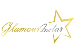 Logo mit goldener Schrift "Glamour Instar" und einem funkelnden Stern im Hintergrund.