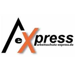 Logo mit Schriftzug "Express" und URL "arbeitsschutz-express.de", Buchstabe "X" in Orange.