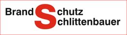 Logo mit Text "Brandschutz Schlittenbauer" und rotem "S" in der Mitte.