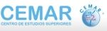 Logotipo de CEMAR, Centro de Estudios Superiores, con un globo terráqueo.