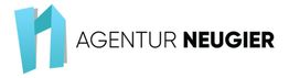Logo der Agentur Neugier mit stilisiertem blauen "N" und dem Schriftzug "Agentur Neugier".