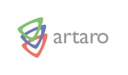 Logo mit drei überlappenden Dreiecken in Grün, Blau und Rot. Text "artaro" rechts daneben.