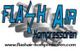 Logo von Flash Air Kompressoren mit www.flashair-kompressoren.com unten. Hintergrund: Kompressorbild.