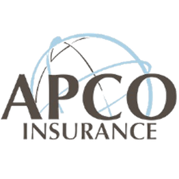 APCO Insurance logo with a globe design in light blue.