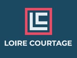 Logo "Loire Courtage" avec cadre carré rouge et initiales L et C en blanc sur fond bleu.