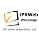 Logo von JPKWeb Webdesign mit Slogan "Wir ziehen andere Seiten auf".
