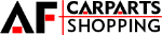 Logo mit den Buchstaben "AF" und dem Text "Carparts Shopping" in schwarz und rot.