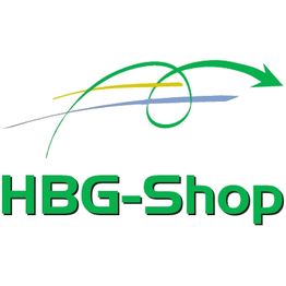 Logo mit grünem Text "HBG-Shop" und geschwungenem Pfeil darüber.