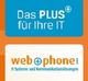 Grafiktext: "Das PLUS für Ihre IT" und "web@phone IT-Systeme und Kommunikationslösungen".