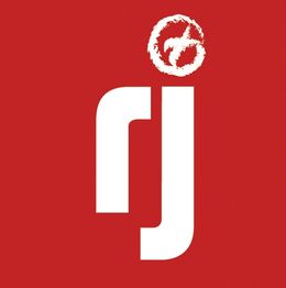 Rot-weißes Logo mit den Buchstaben "rj" und einem gezeichneten Kreis oben.