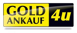 Gelbes und schwarzes Schild mit der Aufschrift "GOLD ANKAUF 4u".