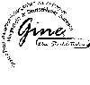 Schwarzer Text in gebogenem Design mit handgeschriebenem Wort "Gine" in der Mitte auf Weiß.
