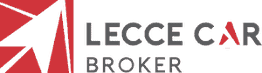 Logo di Lecce Car Broker con design in rosso e grigio, include un triangolo stilizzato.