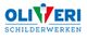 Logo van Olivieri Schilderwerken met Italiaanse kleuren en penseel tussen de letters.