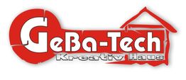 Logo von GeBa-Tech Kreativ Haus in Rot und Weiß mit einem Haus-Symbol.