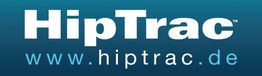 Schriftzug "HipTrac" mit Website "www.hiptrac.de" auf blauem Hintergrund.