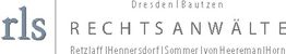 Logo der Kanzlei rls Rechtsanwälte, Dresden Bautzen, mit den Namen der Anwälte.