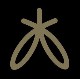 Símbolo abstracto marrón sobre un fondo negro.