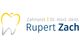 Logo einer Zahnarztpraxis: Zahnfigur mit Text "Zahnarzt Dr. med. dent. Rupert Zach".
