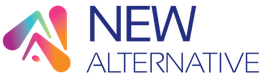 Logotipo colorido con texto "NEW ALTERNATIVE".