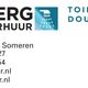 Logo van Berg Verhuur, contactinformatie en tekst "Toilet- en douchewagens".
