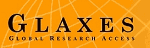 Logo mit Schriftzug "GLAXES", darunter "Global Research Access", auf orangefarbenem Hintergrund.