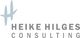 Logo mit Schriftzug "Heike Hilges Consulting" und stilisiertem "H"-Symbol in hellblau.