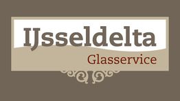 Logo van IJsseldelta Glasservice met bruine en beige tinten.