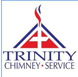 Triangle logo with a chimney and flame. Text: "Trinity Chimney Service."