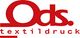 Logo von Ods in Rot mit dem Text "textildruck" darunter.