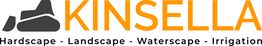 Kinsella logo with hardscape, landscape, waterscape, and irrigation services listed.