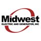 Logo of Midwest Electric and Generator, Inc. with curved red lines around the text.