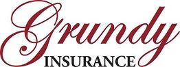 Grundy Insurance logo with elegant red script and bold black serif typeface.