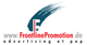 Logo von FrontlinePromotion mit Website-URL und dem Slogan "advertising at pop".