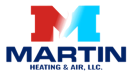Logo of Martin Heating & Air, LLC, featuring a red and blue stylized "M."