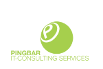 Grünes Logo von "Pingbar IT-Consulting Services" mit stilisiertem "P" auf weißem Hintergrund.