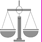 Graue Waage dargestellt mit zwei ausbalancierten Waagschalen. Symbol für Gleichgewicht und Gerechtigkeit.